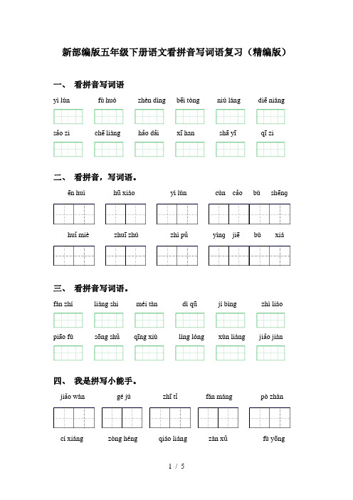 新部编版五年级下册语文看拼音写词语复习(精编版)