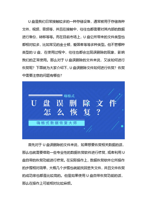 U盘误删除文件怎么恢复？数据恢复的注意事项