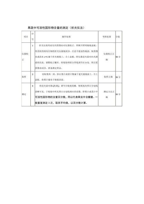 果蔬中可溶性固形物含量的测定(折光仪法