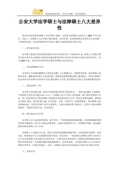 公安大学法学硕士与法律硕士八大差异性