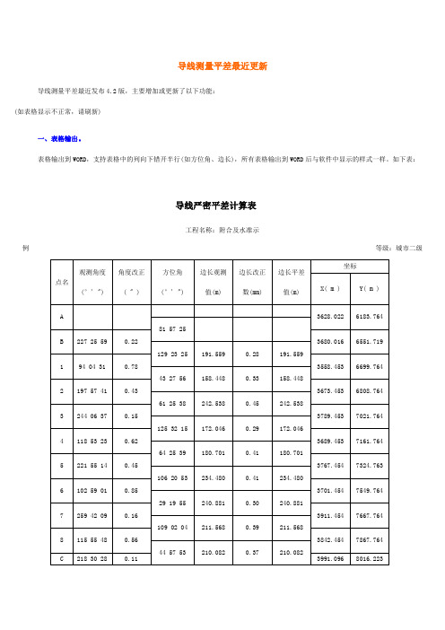 导线测量平差记录表