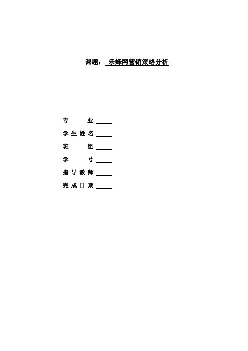 乐蜂网营销策略分析