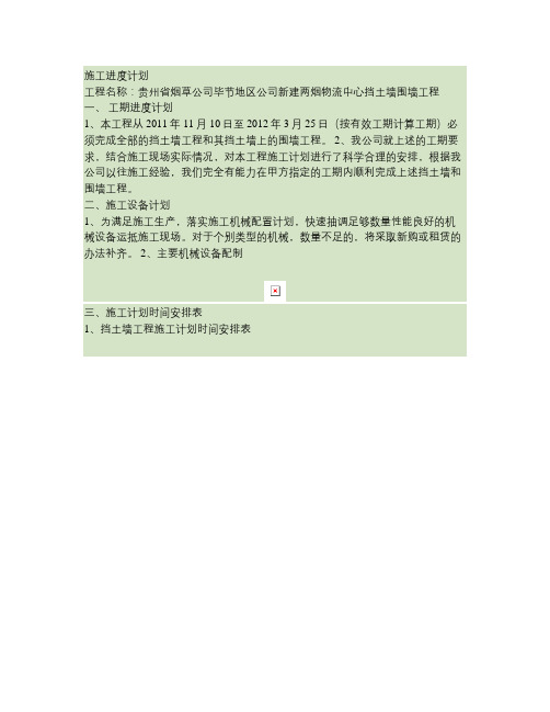 全部施工进度计划(倒排工期)概要