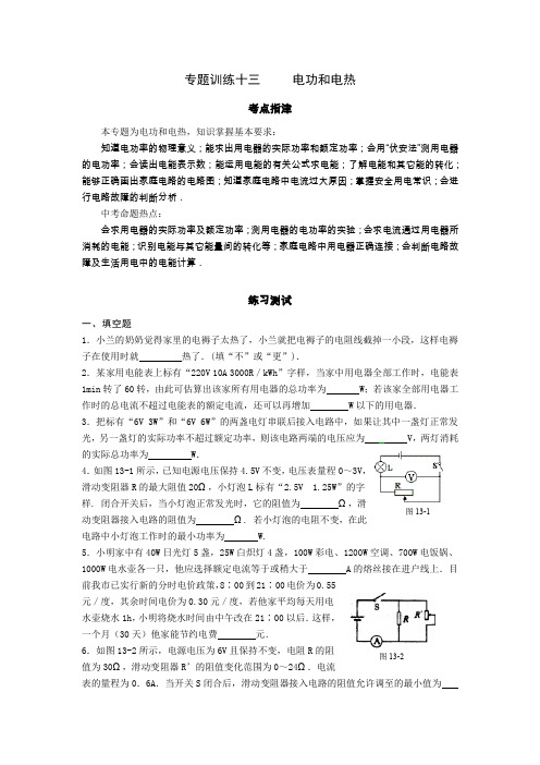 专题训练：电功和电热