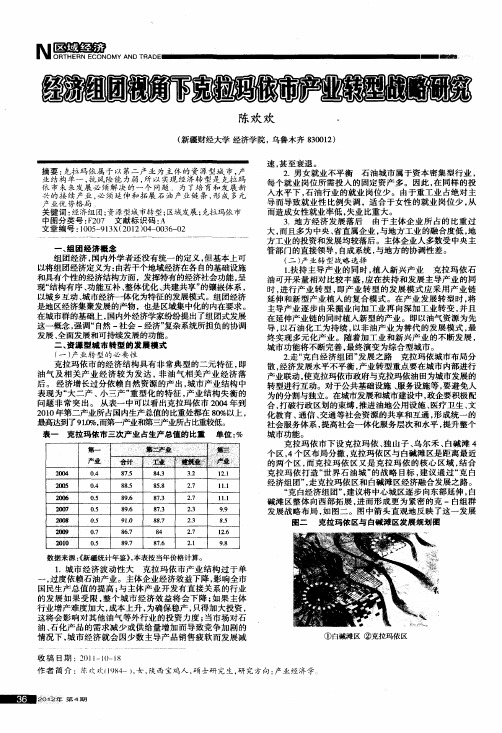 经济组团视角下克拉玛依市产业转型战略研究