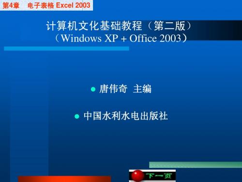 计算机文化基础教程第4章_电子表格Excel_2003应用