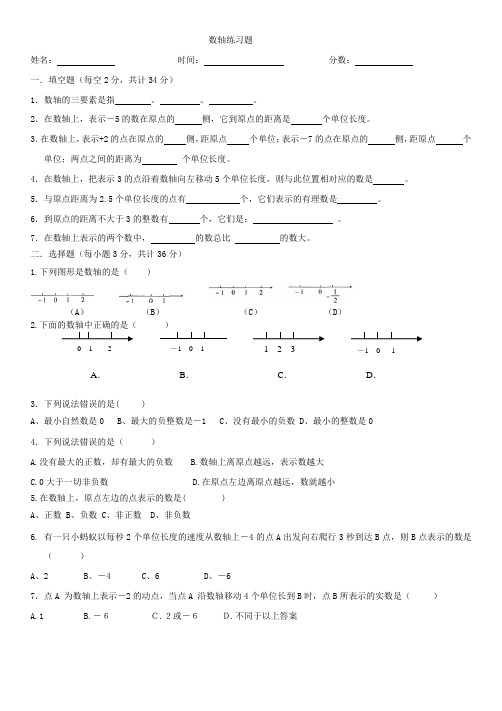 (完整版)数轴的练习题