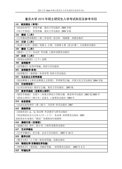 重庆大学参考书目