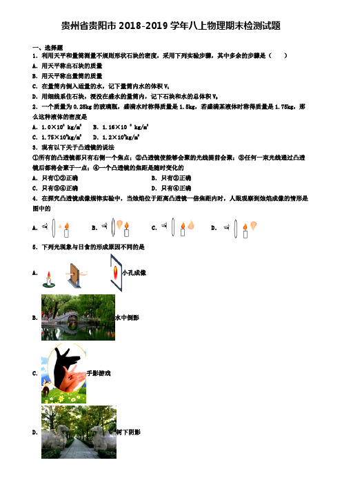 贵州省贵阳市2018-2019学年八上物理期末检测试题