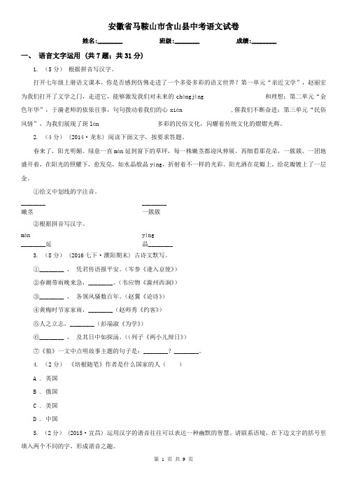 安徽省马鞍山市含山县中考语文试卷