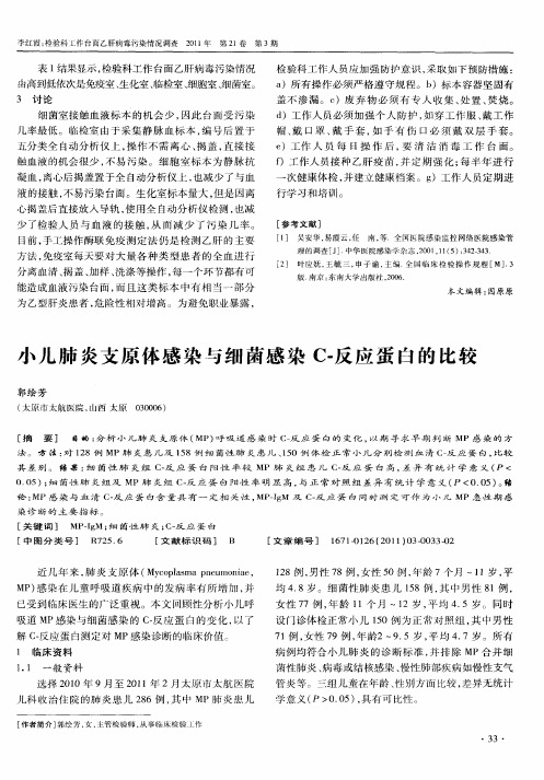 小儿肺炎支原体感染与细菌感染C-反应蛋白的比较