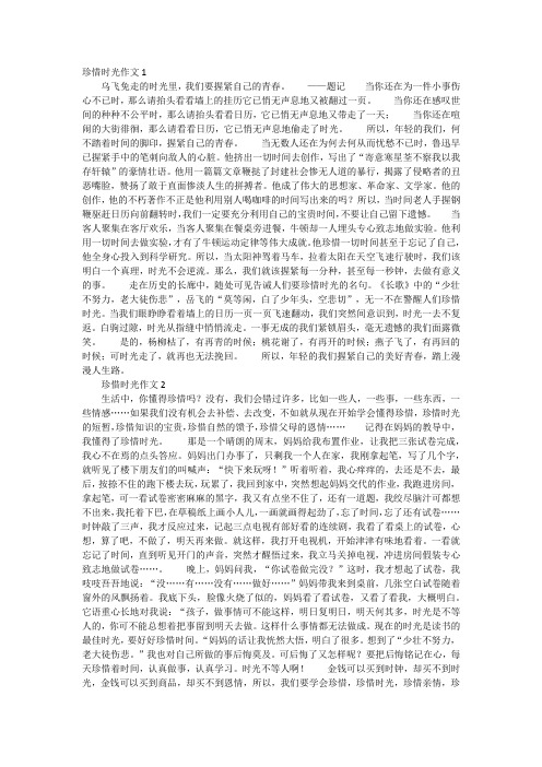 珍惜往日时光600字作文