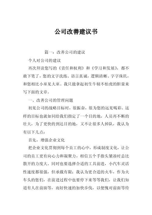 公司改善建议书