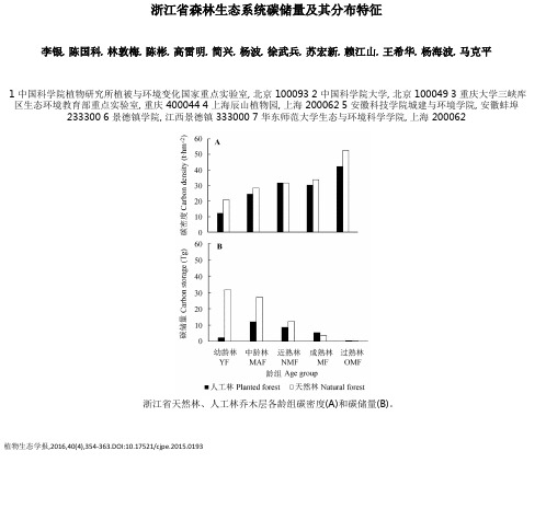 浙江森林生态系统碳储量及其分布特征