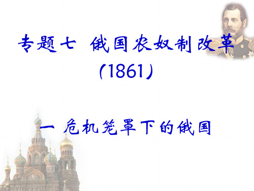 高中历史选修一《专题七俄国农奴制改革一危机笼罩下的俄国》195人民版PPT课件