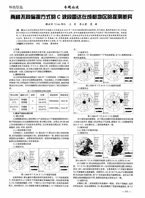 两种不同偏振方式的C波段雷达在成都地区的探测差异