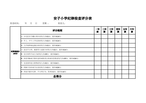 安子小学纪律检查评分表