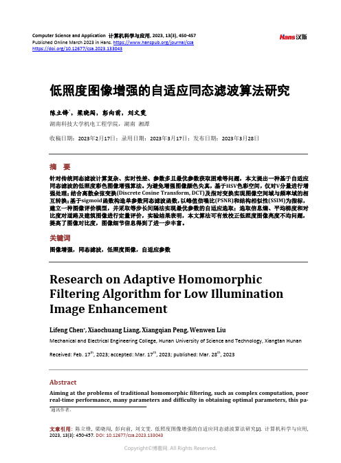 低照度图像增强的自适应同态滤波算法研究