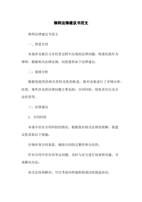 律师法律建议书范文