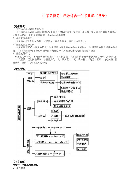 北师大初中数学中考总复习：函数综合--知识讲解(基础)【推荐】.doc