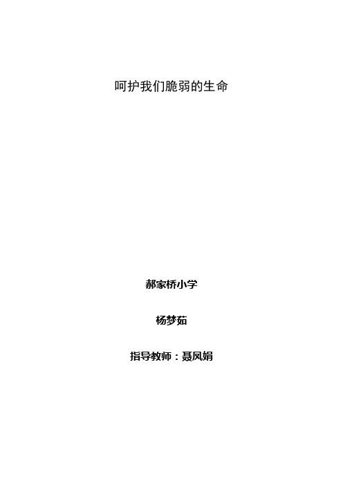 小学生安全征文:呵护我们脆弱的生命