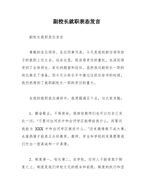 副校长就职表态发言