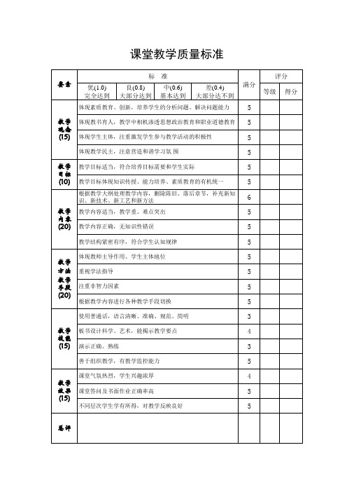 课堂教学质量标准