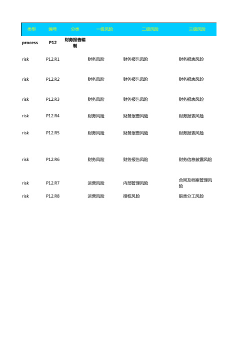 企业风险控制矩阵穿行测试成果模版-流程层面风险清单