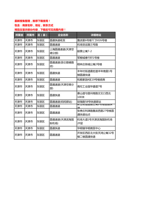 新版天津市天津市东丽区圆通快递企业公司商家户名录单联系方式地址大全15家
