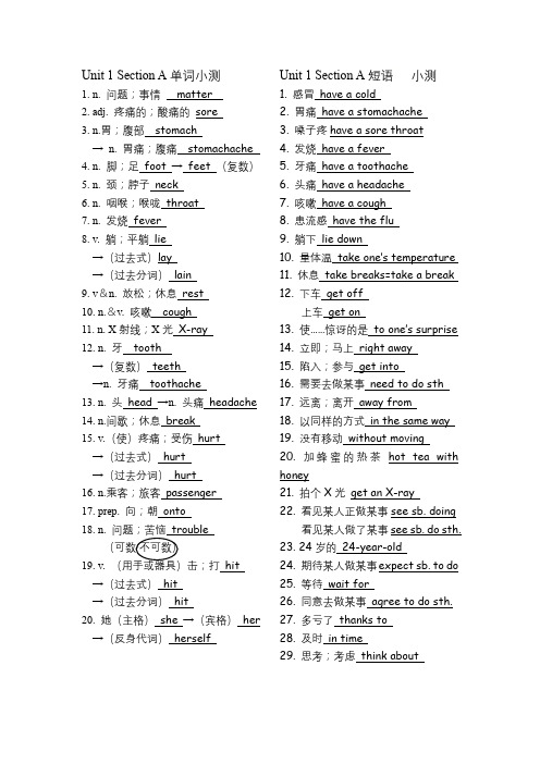 人教版八年级英语下册unit1 sectionA 听写卷(含部分答案)