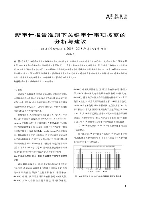 新审计报告准则下关键审计事项披露的分析与建议——以A+H股保险业