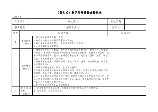 脚手架搭设检查验收表(盘扣)