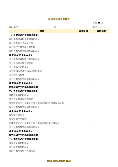 保险公司现金流量表