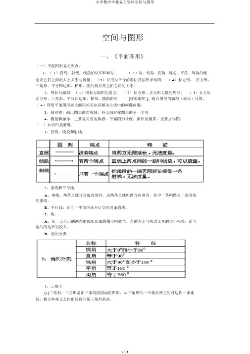 小学数学毕业复习资料空间与图形