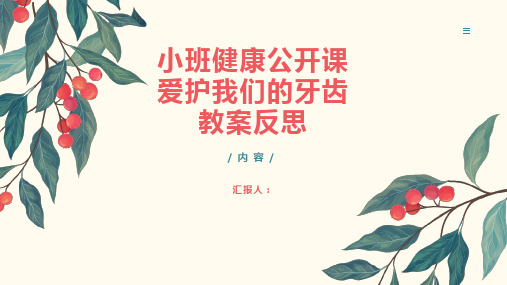 小班健康公开课爱护我们的牙齿教案反思