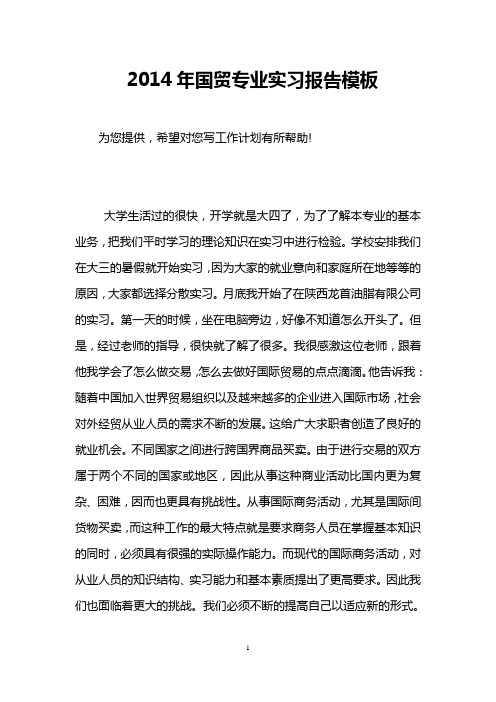 2014年国贸专业实习报告模板