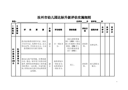 幼儿园达标评估实施细则