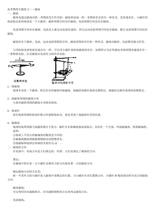 (完整word版)高中磁场知识点总结