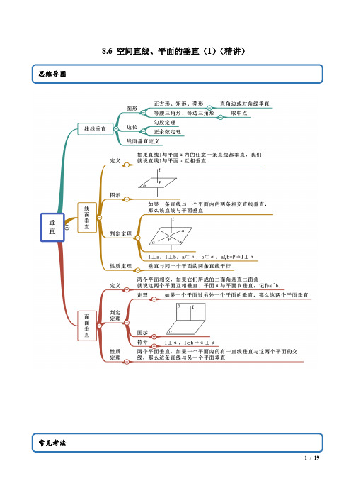 8.6 空间直线、平面的垂直(1)(精讲)(解析版)