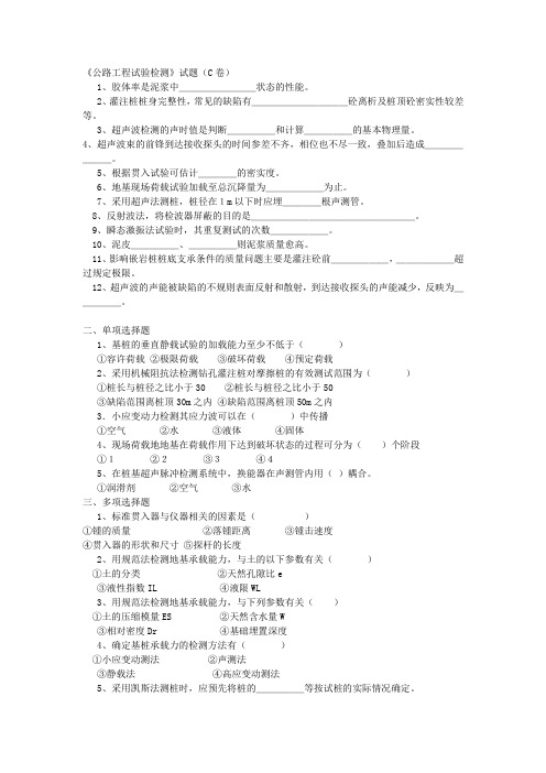 公路工程考试桩基检测试题C(含答案)