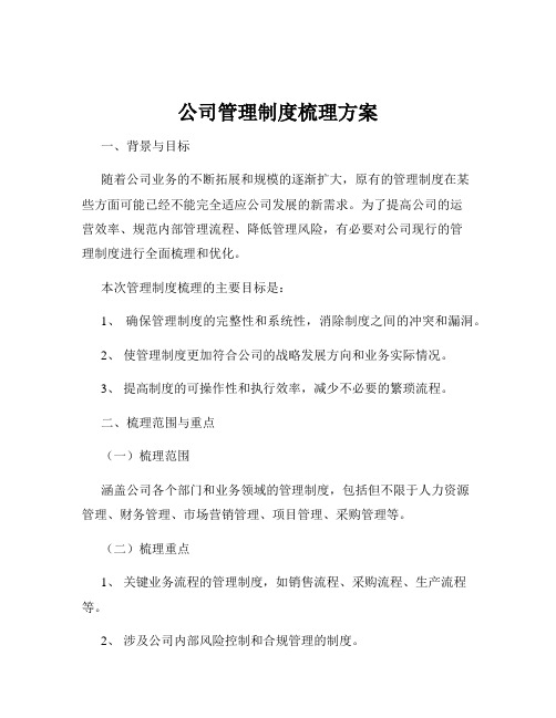 公司管理制度梳理方案