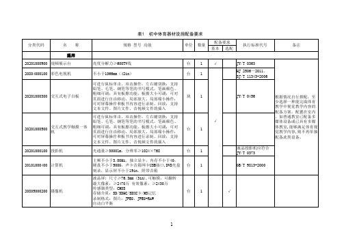 国家初中体育器材设备配备要求