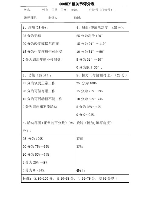 Cooney腕关节评分