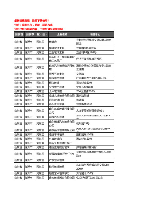 新版山东省临沂市河东区玻璃企业公司商家户名录单联系方式地址大全26家