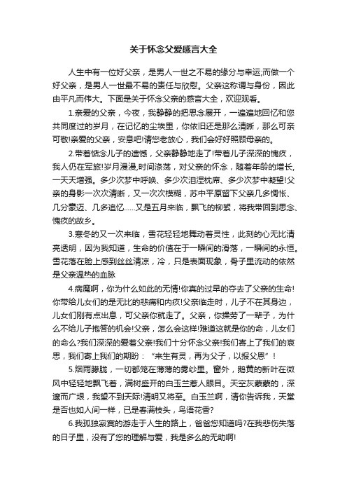 关于怀念父爱感言大全