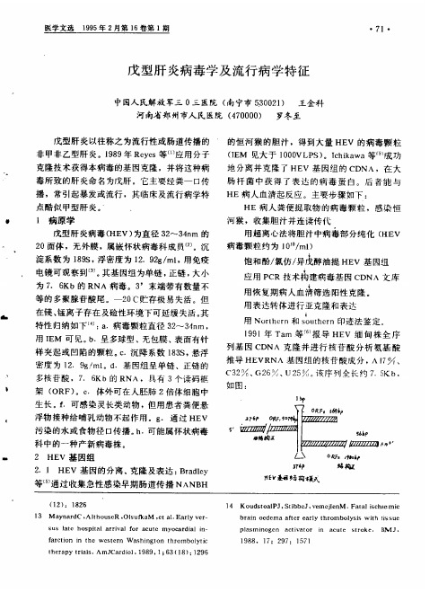 戊型肝炎病毒学及流行病学特征