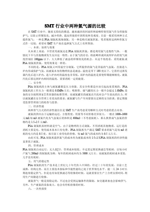 SMT行业中两种氮气源的比较1