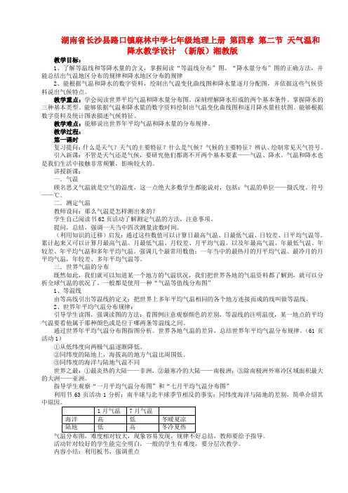 湖南省长沙县路口镇麻林中学七年级地理上册 第四章 第二节 天气温和降水教学设计 (新版)湘教版