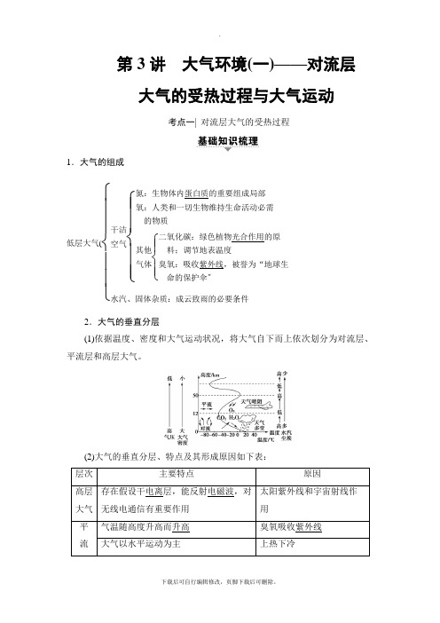 2021高考浙江(选考)地理一轮复习讲义： 第2章 第3讲 大气环境(一)——对流层大气的受热过程与