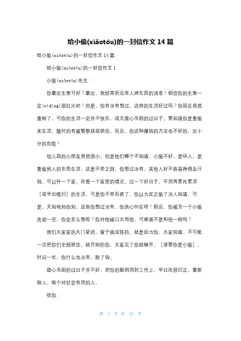 给小偷的一封信作文14篇